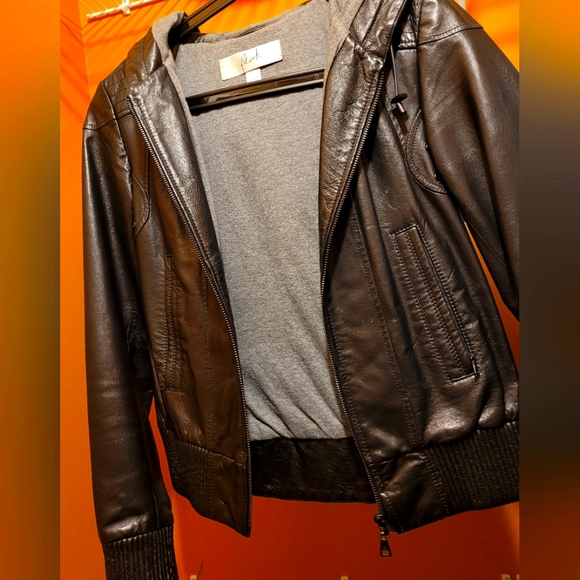 GENUINE LEATHER Blink Hooded Jacket-XS ** Discounted shipping - Picture 1 of 4